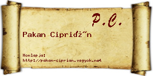 Pakan Ciprián névjegykártya